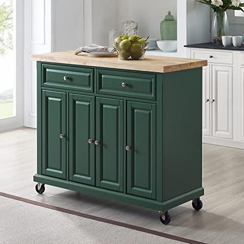 Crosley Furniture Madison Kitchen Island with Solid Wood Top and Optional Casters, Emerald Green Crosley Furniture