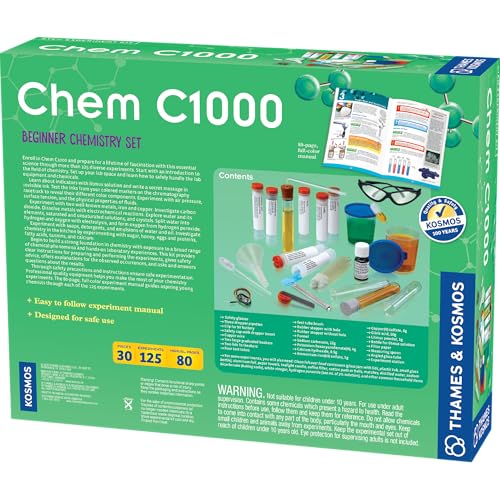 Thames & Kosmos Chem C1000 Chemistry Set | Science Kit with 125 Experiments | 80 Page Lab Manual | Student Laboratory Quality Instruments & Chemicals | Parents’ Choice Gold Award Winner Thames & Kosmos