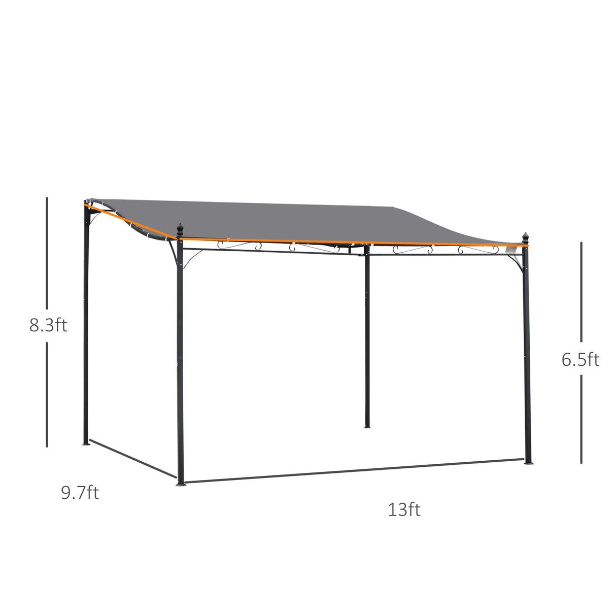 Outsunny 10' x 13' Steel Outdoor Pergola Gazebo, Patio Canopy with Weather-Resistant Fabric and Drainage Holes for Backyard, Deck, Garden, Gray Outsunny