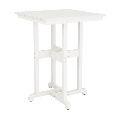 Homenjoy 37.5" H Outdoor Bar Table,HDPE Bar Height Table with Weather Resistant Top, Square Outdoor Patio Table, White