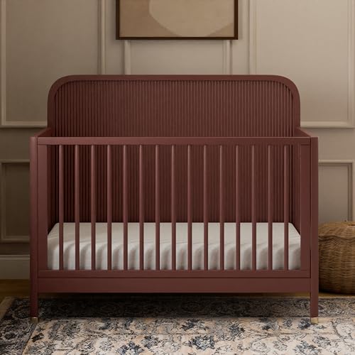 Namesake Brimsley Tambour 4-in-1 Convertible Crib in Crimson, GREENGUARD Gold Certified NAMESAKE