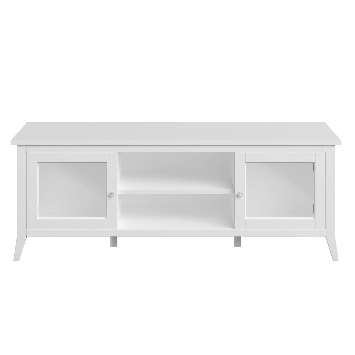 Lavish Home TV Stand - 55-inch Storage Cabinet with 2 Cubbies and 2 Shelves - Entertainment Center for Living Room, Bedroom, or Entryway (White) Lavish Home