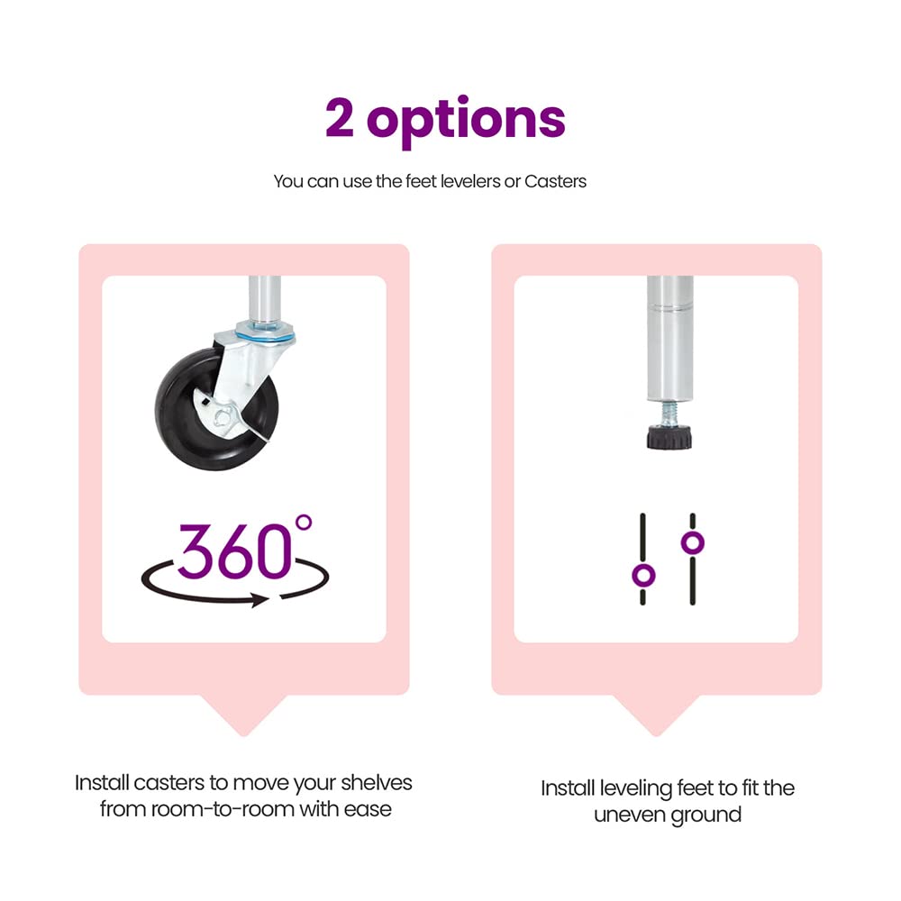 FDW 48"L×18"W×82"H Wire Shelving Unit Storage Cart Metal Shelf Rolling Utility Cart 2100Lbs Capacity with 6 Tier Casters Adjustable Layer Rack Strong Steel for Restaurant Garage Pantry Kitchen,Chrome FDW