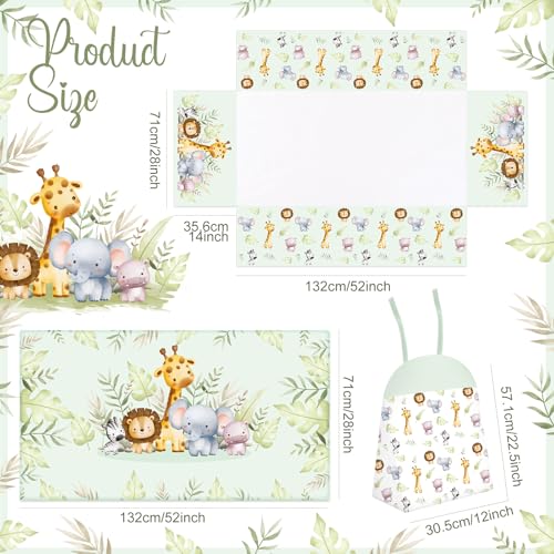 Hahafelt 4 Pieces Baby Crib Bedding Set for Girls and Boys, Soft Baby Bedding Set Including Crib Skirt, Comforter, Sheet and Diaper Stacker for Nursery (Wildlife Theme) Hahafelt