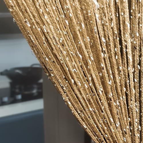 ave split Decorative Door String Curtain Wall Panel Fringe Window Room Divider Blind Divider Tassel Screen Home 100x200centimeter (Champagne18) ave split