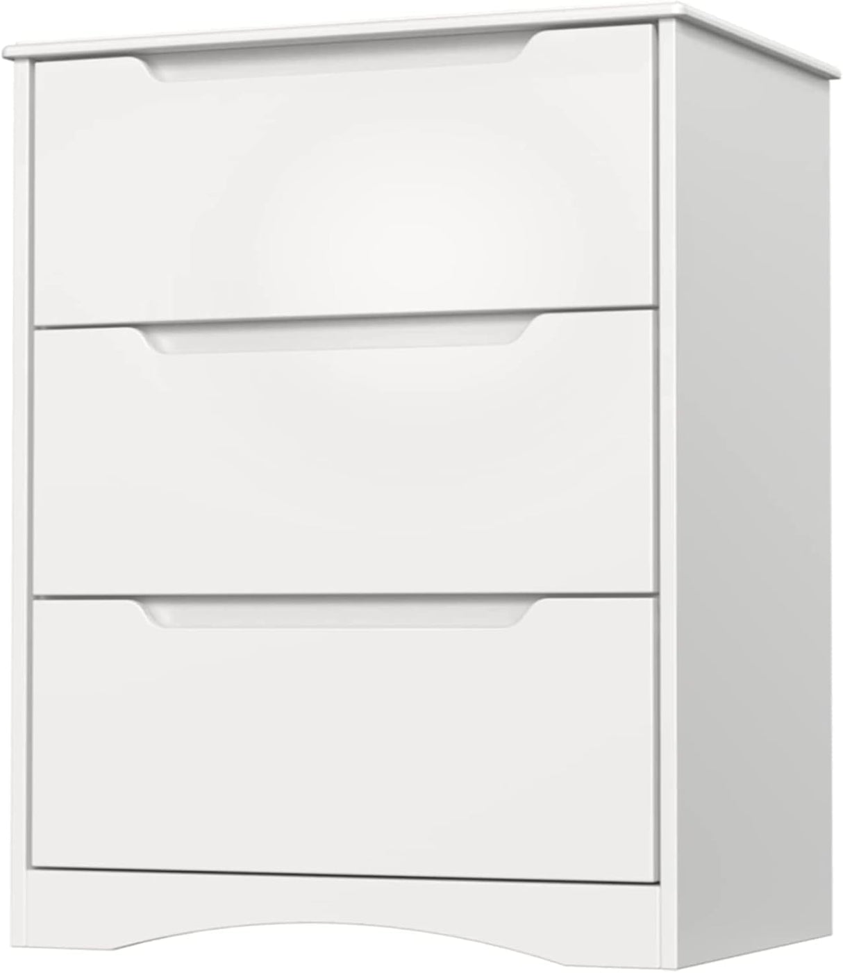 Gizoon 3 Drawers Chest, Bedroom Drawer Dresser with Large Storage Capacity, Embedded Handle, and Sturdy Anti-Tripping Device, Modern Design Cabinet for Hallway, Office, Living Room (White) Gizoon