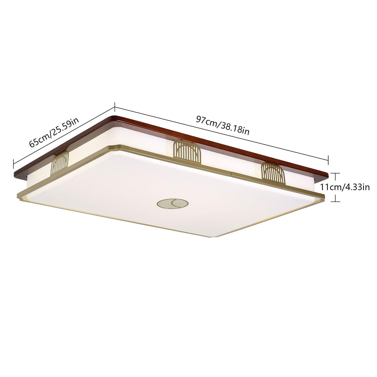 Dimmable Modern LED Ceiling Light, 38'' Large Rectangular Ceiling Lamps with Remote Control, Wood Flush 3000K-6000K Mount Light Fixtures for Living Room Dining Room Bedroom kangten
