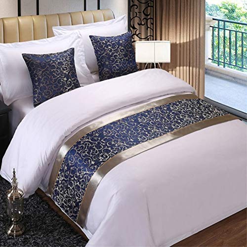 Twelve Luxury Blue Bedding Runner Home Decorative Bed End Scarf for Hotel Wedding Room Single Twelve