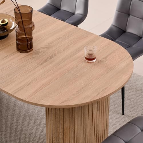 Lecafur HL 70.8" Oval Dining Table for 4 6 Person, Modern Farmhouse Kitchen Dinner Table for Breakfast Dining Receiption Room (Only Table), Natural Lecafur HL