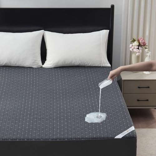 BEDLORE Full Size Mattress Protector, Waterproof Noiseless Mattress Cover with Stretchable Pockets for 6-15 inches Mattress, Soft Breathable Mattress Pad for College Dorm (Dark Gray) BEDLORE
