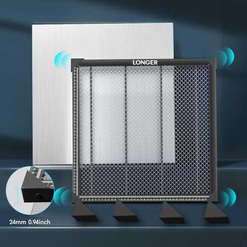 Longer Honeycomb Working Table, 17.3"x 17.3"x 0.86" Honeycomb Working Bed for CO2 or Diode Laser Engraver Cutting Machine, Fast Heat Dissipation with Aluminum Plate for Table-Protecting Longer