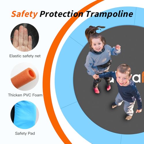 Ativafit 60'' Rebounder Trampoline Indoor Outdoor for Kids Ages 1-8, 5 FT Recreational Toddler Trampoline with Safety Enclosure Net Gifts with Basketball Hoop Dartboard Ocean Ball for Fun ATIVAFIT