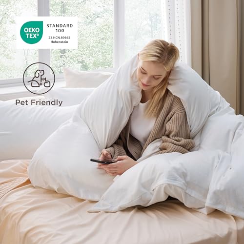 Bedsure White Duvet Cover Full Size - 3 Pieces Prewashed Extra Soft Cotton-Like Polyester Bedding Set, Includes 1 Duvet Cover 80x90 Inches with Zipper Closure & 2 Pillow Shams, Comforter Not Included Bedsure