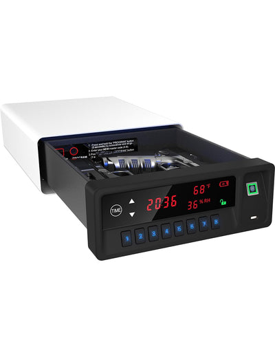 QINGENO Smart Gun Safe with Security Cable - Biometric Pistol Safe for 2 Handgun 3 Ways Quick Access with Fingerprint/Keypad/Key, for Nightstand Bedside Home with LCD and Voice Guide (White)