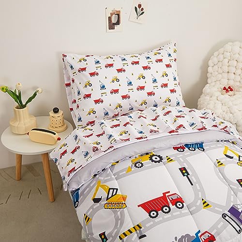 Viviland Boys Car Toddler Comforter Sets, Soft Toddler Bedding Set, Microfiber Toddler Bed Set, Truck Viviland