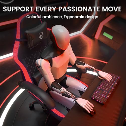 GTPLAYER RGB Ergonomic Gaming Chair with Massage, Footrest, LED Lights, Lumbar Support - Computer Chair with Linkage Armrest, Video Game Chairs PC Game Chairs for Adults GTPLAYER
