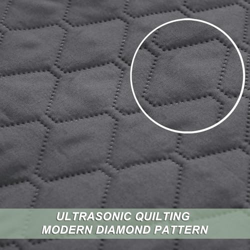 Exclusivo Mezcla Reversible King Size Quilt Bedding Set with Pillow Shams, Lightweight Quilts King Size, Soft Bedspreads Bed Coverlets for All Seasons - (Grey, 104"x96") Exclusivo Mezcla