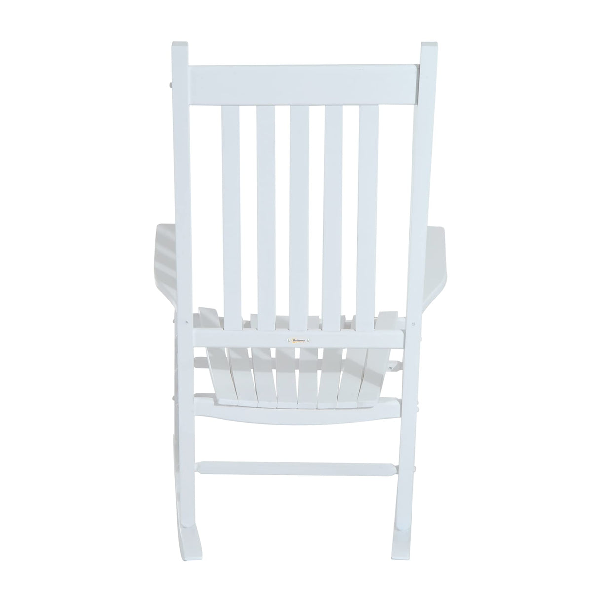 Outsunny Outdoor Rocking Chair, Wooden Rocking Patio Chairs with Rustic High Back, Slatted Seat and Backrest for Indoor, Backyard, Garden, White Outsunny