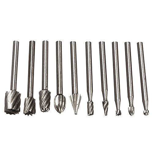 Yakamoz 2 Set of 10pcs 3mm 1/8 Inch Shank HSS Routing Router Bits Burr for Dremel Rotary Engraving Wood Working Tool YAKAMOZ