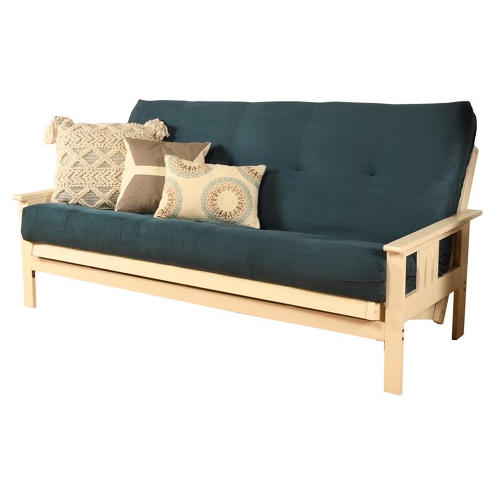 Pemberly Row 7" Full Size Futon Mattress Replacement, Suede Fabric Sleeper Sofa Bed Mattress, Cotton and Foam Construction, Black-Frame Not Included Pemberly Row