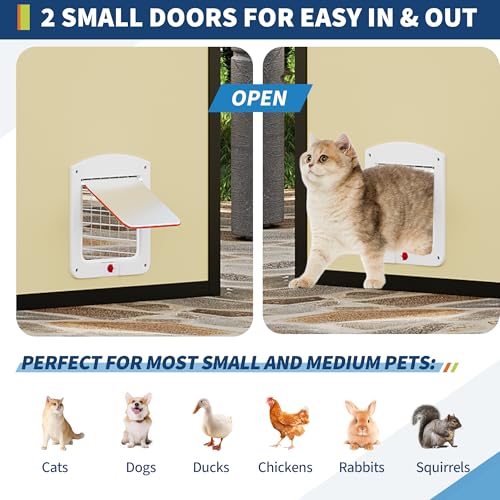 Large Outdoor Cat Enclosure for Multiple Cats - Weatherproof Catio with UV Cover, Platform & Side Door Garvee