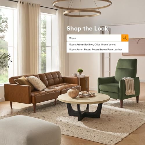 mopio Arthur Recliner Chair with 3 Positions, Accent Armchair, Mid Century Modern Reading Chair, High Back Padded Support Comfy Sleeper Armchair (Olive Green Velvet)