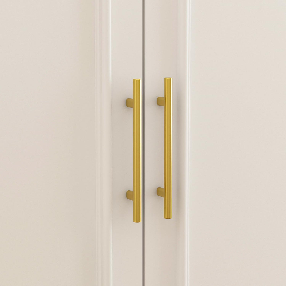 ECACAD White Wardrobe Armoire with 4 Doors, 3-Tier Shelves & Hanging Rod, Wooden Closet Storage Cabinet for Bedroom (30.2”W x 19.3”D x 74.8”H) ECACAD