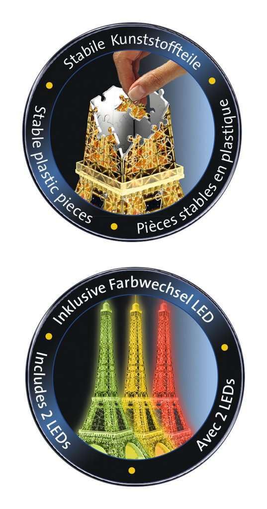 Ravensburger Eiffel Tower - Night Edition | 216-Piece 3D Jigsaw Puzzle for Kids and Adults | Precision Fit with Easy-Click Technology | Displayable & Durable Model | Over a Century of Quality Ravensburger