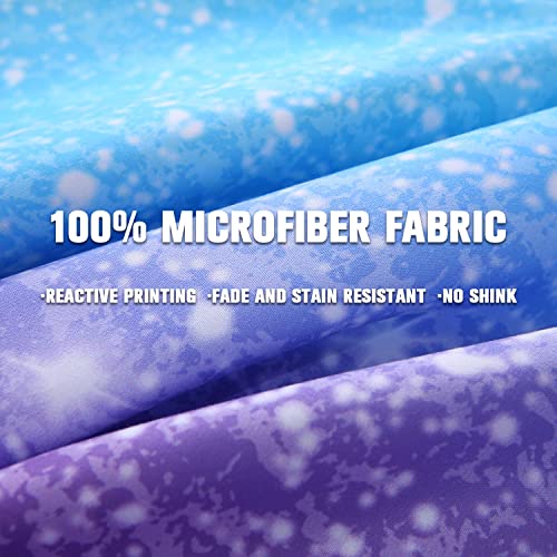 JQinHome Full Blue Purple Comforter Set, 6 Piece Bed in A Bag 3D Colorful Ombre Bedding Set for Girls Women (1 Comforter,2 Pillowcases,1 Flat Sheet,1 Fitted Sheet,1 Cushion Cover)(Blue Purple) JQinHome