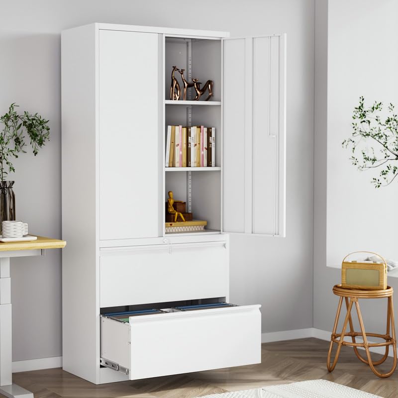 AFAIF Metal File Cabinets, Lateral Filing Cabinet with 2 Drawers, 71" H File Caninet for Home Office, Office Storage Caninets with Adjustable Shelves for Letter/Legal / A4 - Assembly Required AFAIF