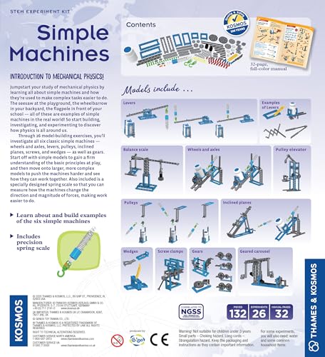 Thames & Kosmos Simple Machines Science Experiment & Model Building Kit, Introduction to Mechanical Physics, Build 26 Models to Investigate The 6 Classic Simple Machines Thames & Kosmos