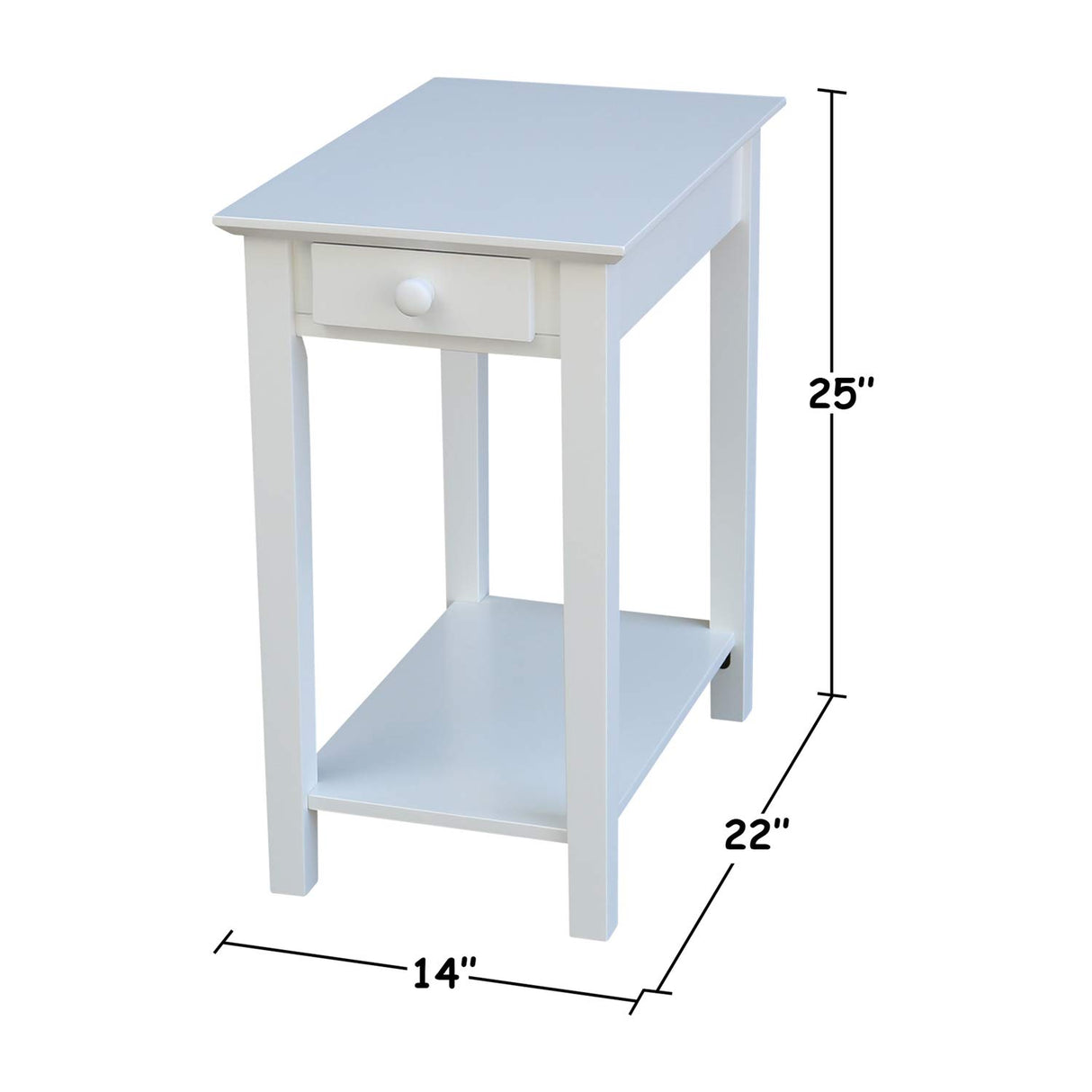 IC International Concepts International Concepts Narrow End Table, White IC International Concepts