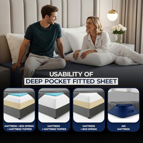 Utopia Bedding Extra Deep Pocket Twin XL Fitted Sheet, Fits up to 21 Inch Mattress - Hotel Luxury, Soft, Breathable and Comfy - Shrinkage and Fade Resistant - Easy Care (Grey) Utopia Bedding