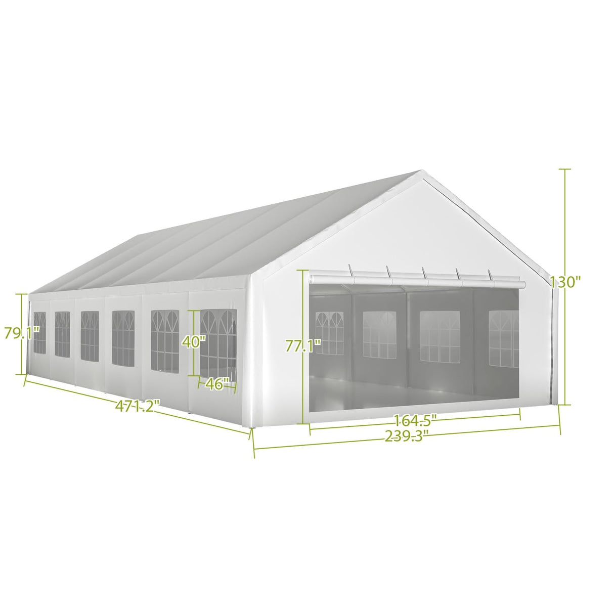 20'x40' Party Tent - Heavy Duty Upgraded Galvanized Frame, Outdoor Wedding Gazebo Shelter Canopy, Removable Sidewalls, Double Doors, and 3 Carry Bags for Parties, Weddings, and Outdoor Events Mulinsonfly