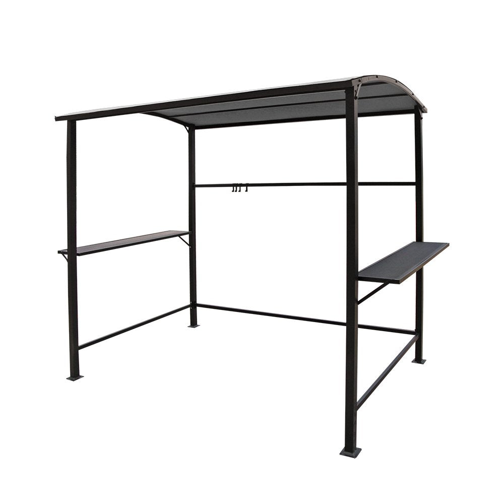 COBANA Grill Gazebo 8’by 4.6’ Outdoor Patio BBQ Canopy with Single-Tier Soft Top and Metal Shelves, Gray COBANA