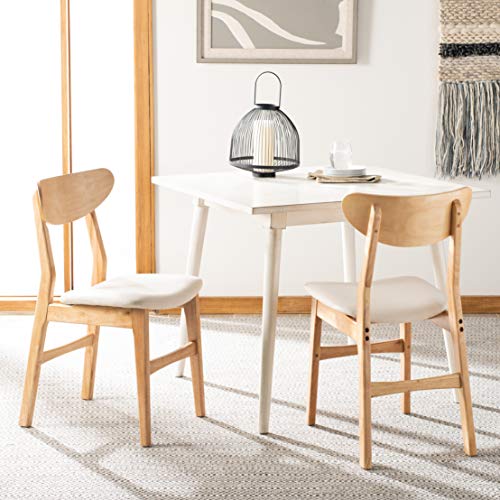 Safavieh Home Lucca Retro Natural and White Cushion Dining Chair, Set of 2 Safavieh