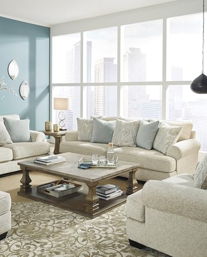Signature Design by Ashley Monaghan Vintage Sofa with Accent Pillows, Reversible Cushions and Rolled Arms, Beige Signature Design by Ashley