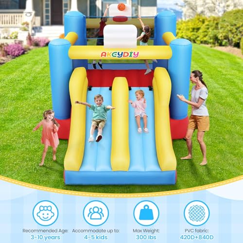 AKEYDIY Bounce House Ball Game Park, Large Bounce House for Kids 8-12, Sports Mania Bouncy House with Large Bounce Area/Dual Slides Inflatable Bouncer with Blower - Huge16ft x10ft AKEYDIY