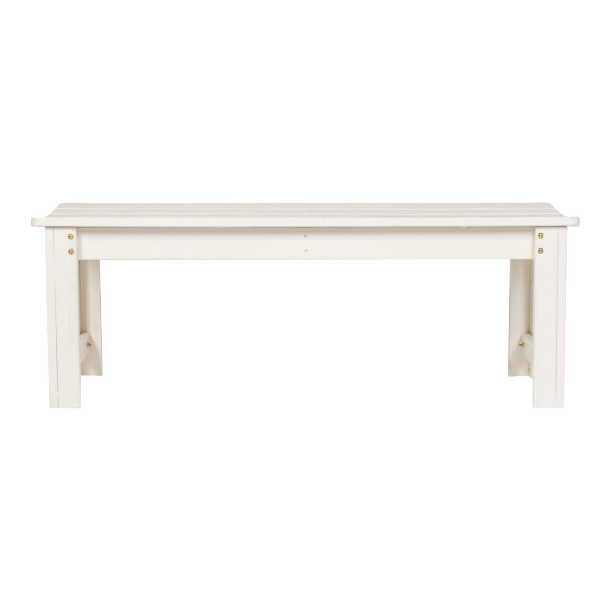 Shine Company Outdoor Wooden Backless Patio Garden Bench, 4 Ft, Eggshell White Shine Company