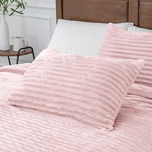 BEDELITE Fleece Twin Comforter Set -Super Soft & Warm Fluffy Pink Bedding, Luxury Fuzzy Heavy Bed Set for Winter with 1 Pillow case BEDELITE