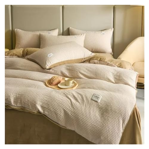 YUSIWOAL Bedding Set, Fabric Duvet Cover Set Solid Color Warm Plush Bed Cover Set Single Double King Size Quilt Cover,Summer Duvet Cover sets(C,King) YUSIWOAL