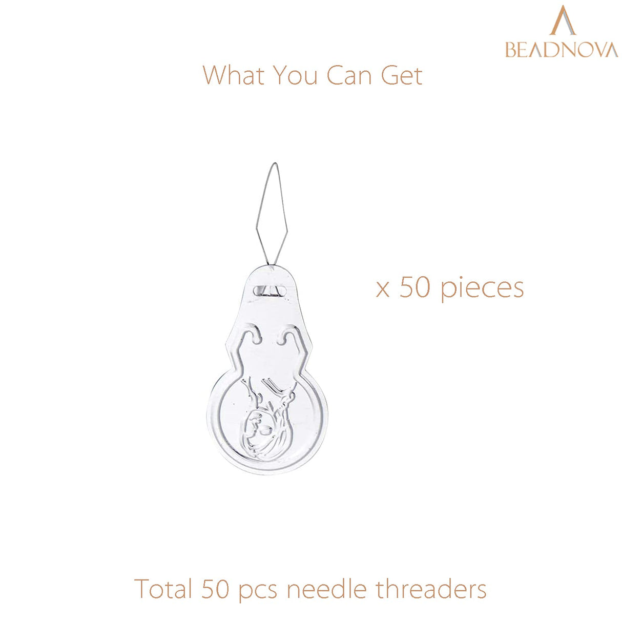 BEADNOVA Embroidery Needle Threader Tool 50pcs Aluminum Sewing Machine Needle Threader for Hand Sewing Cross Stitch Craft Knitting Quilting (50pcs) BEADNOVA