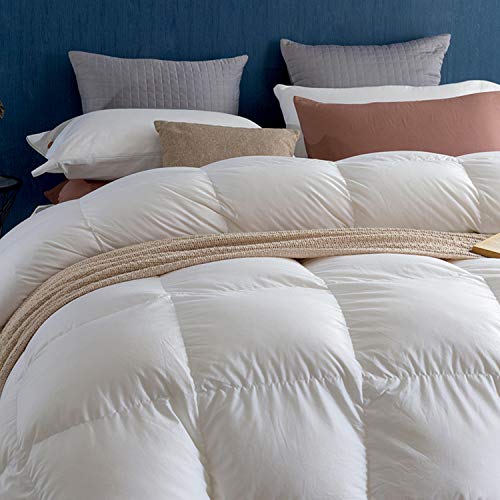 Royoliving Premium Feathers Down Duvet Insert Comforter Twin Size All Season Medium Warmth White 100% Cotton Cover with Corner Tabs (68x90, 35 oz) Royoliving