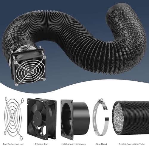 UniTak3D Smoke Exhaust Kit with Efficient Ventilation 4500RPM Fan and Pipe,Exhaust Smoke&Odors,Fan Fume Extraction Kit Exhaust Fan for Laser Engraver and 3D Printer Enclosure Tent Cover UniTak3D