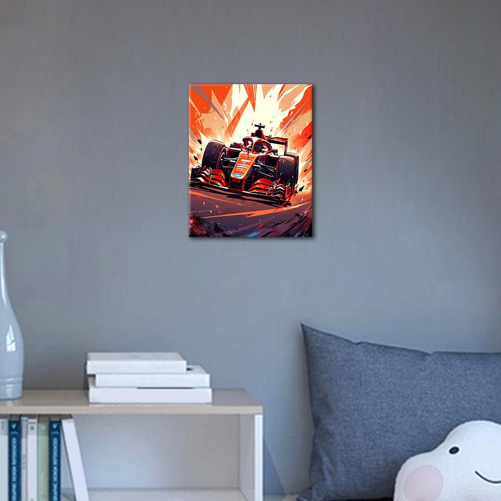 Paint by Numbers Kit for Adults Abstract Red Racing Car Art DIY Canvas Painting Set with Acrylic Paints and Brushes 16x20 Inch Modern Speed Themed Wall Decor Gift for Men TUMOVO