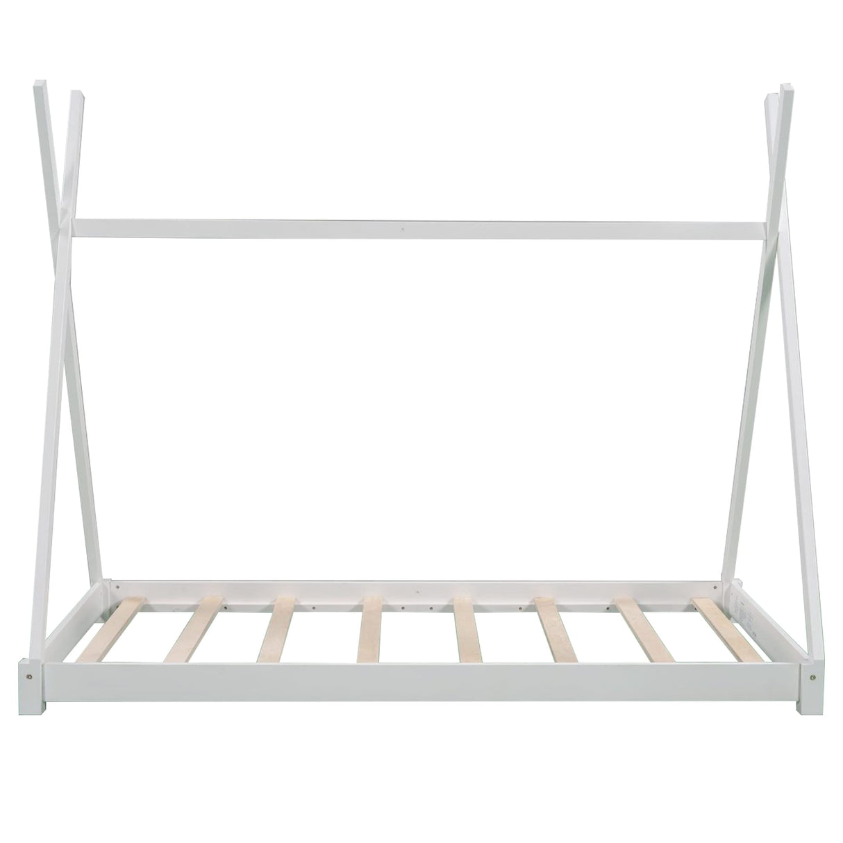 Bellemave Twin Montessori Floor Bed Frame - Sturdy White Bed with Triangle Structure for Kids Bellemave