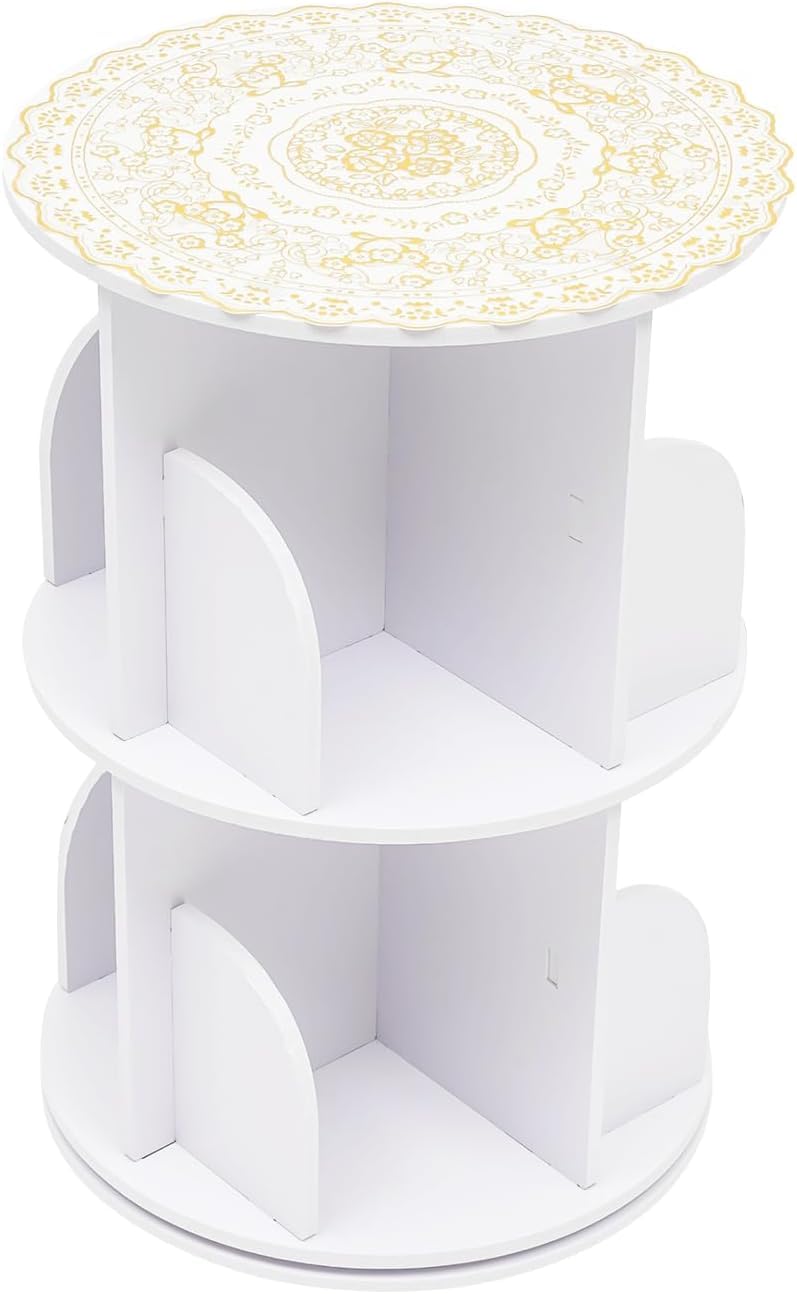 2-Tier Rotating Bookshelf Tower, Corner Bookcase Spinning Bookshelf, 360 ° Revolving Bookcase Book Storage Organizer Rack, Floor Standing Bookcases Display Shelf,Used for Bedroom,Living Room (2 Tier) Omosiroi