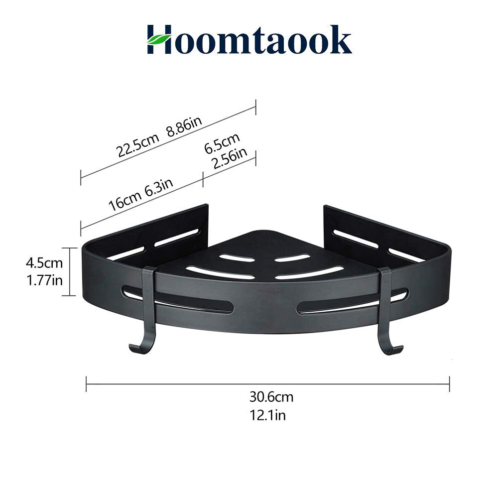 Hoomtaook Adhesive Corner Shelf Bathroom Shower Caddy Organizer for Kitchen Toilet No Drilling 2-Tier Bathroom Corner Shelves Shower Caddies Hoomtaook