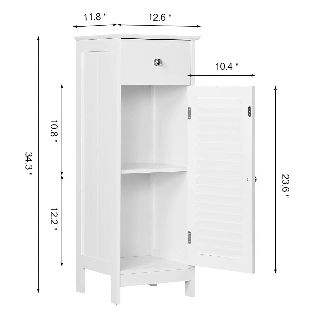 Yaheetech White Bathroom Storage Cabinet with Drawer and Shutter Door - Versatile Organizer Unit for Any Room Yaheetech