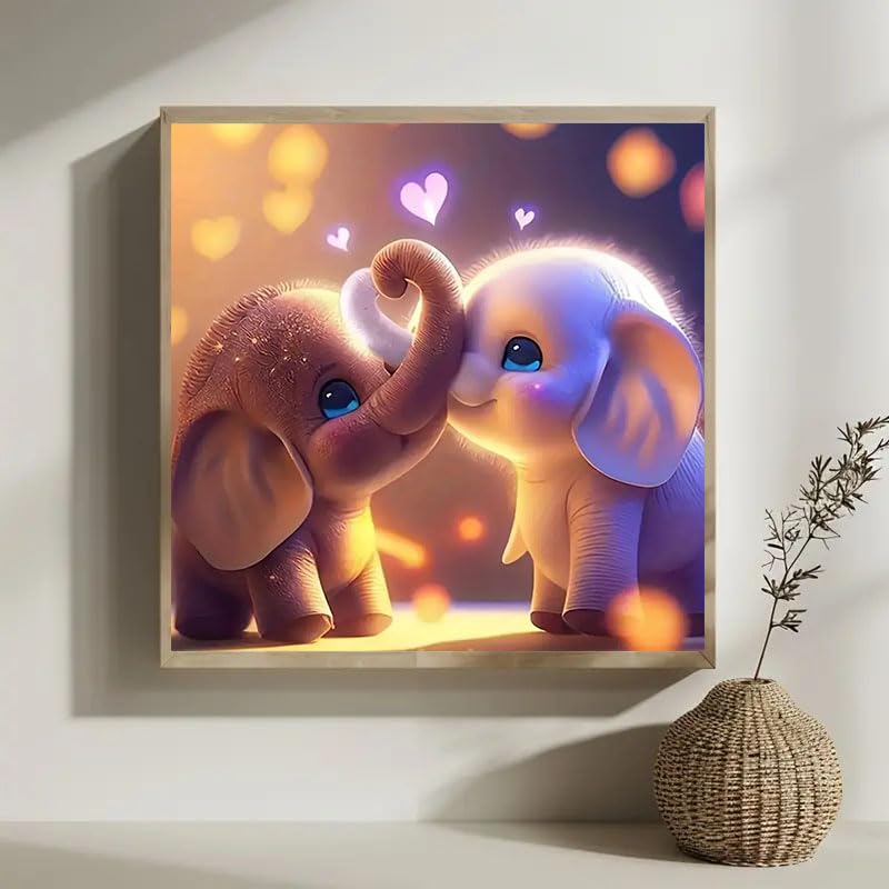 CXYQLC DIY 5D Diamond Painting Kits for Adults Diamond Art Elephant Love Diamond Painting Full Drill Crystal Rhinestone Embroidery Craft Kits for Home Wall Decor Gifts 11.8x11.8inch CXYQLC
